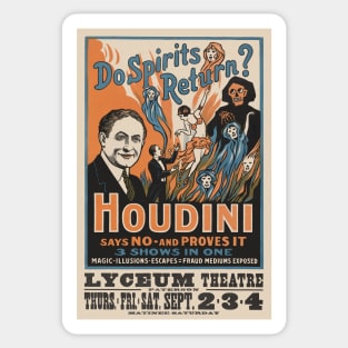 Do spirits return?  Houdini poster Sticker